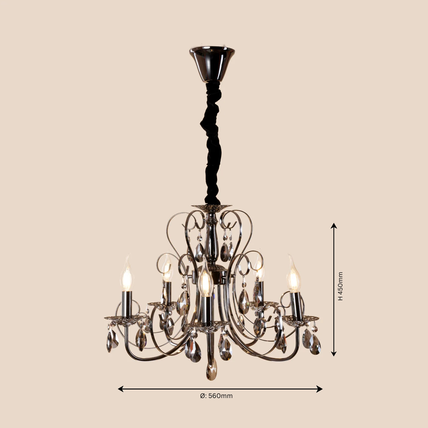 Noir Crystal Chandelier - Teenbatti