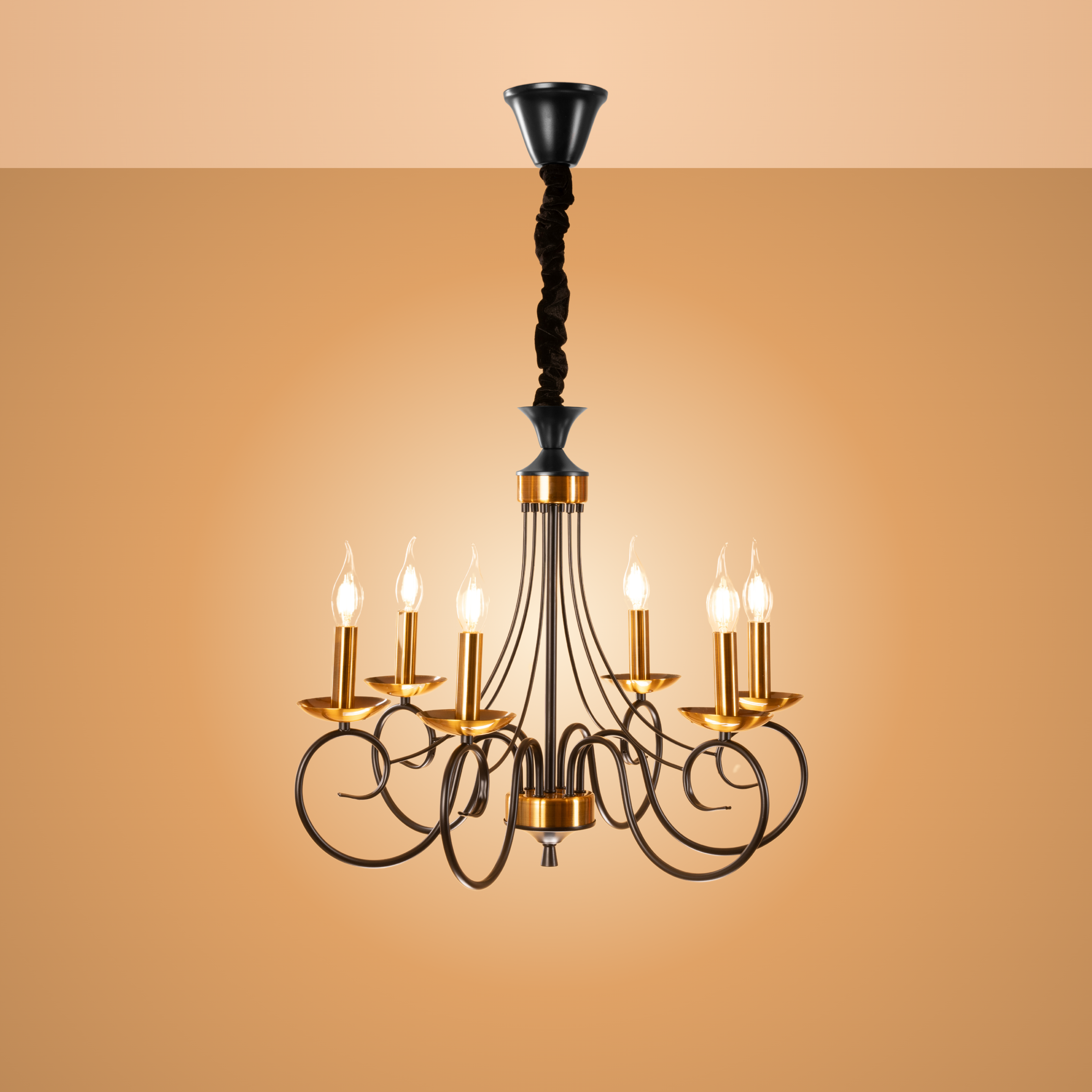 Whimsical Black Chandelier - Teenbatti