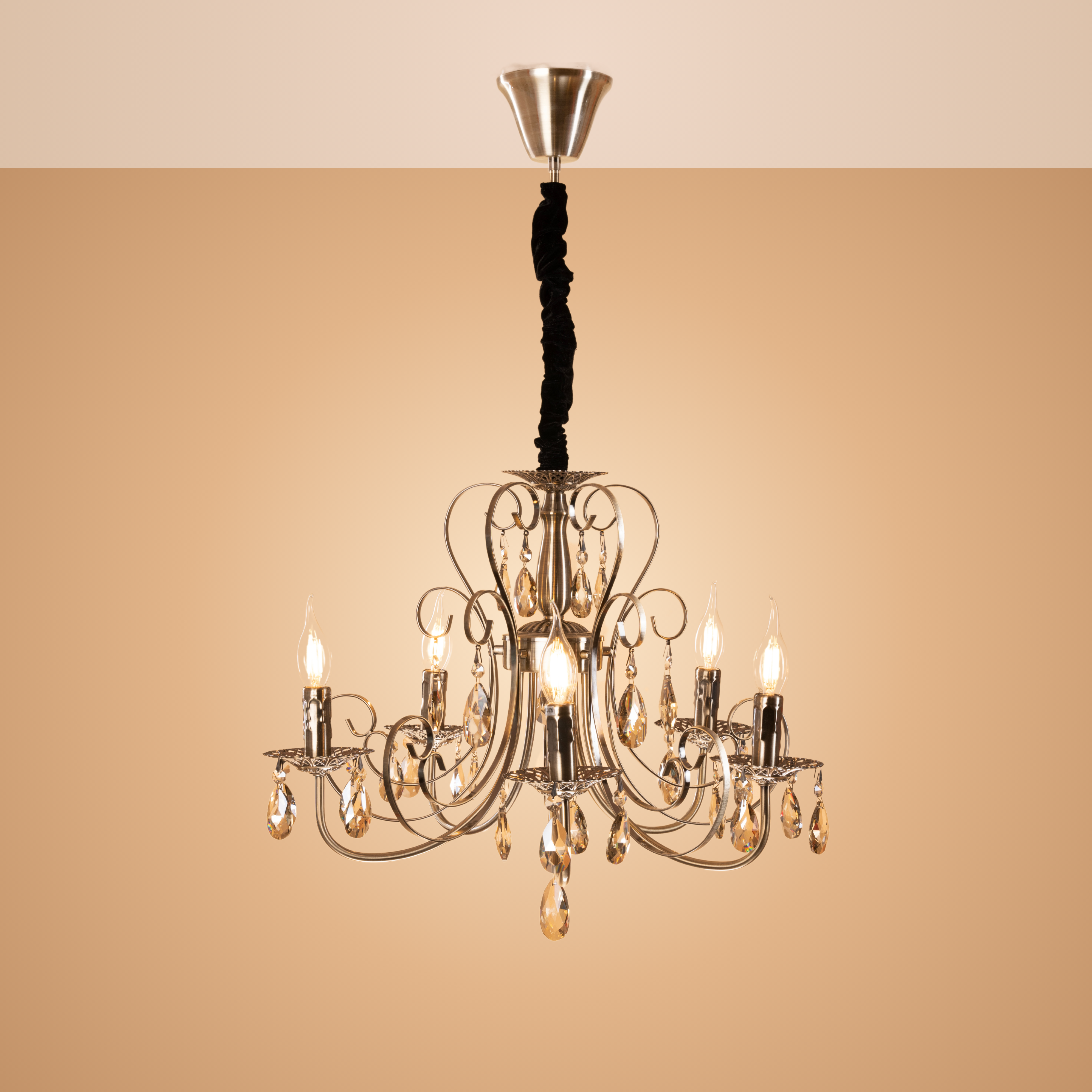 Noir Crystal Chandelier - Teenbatti