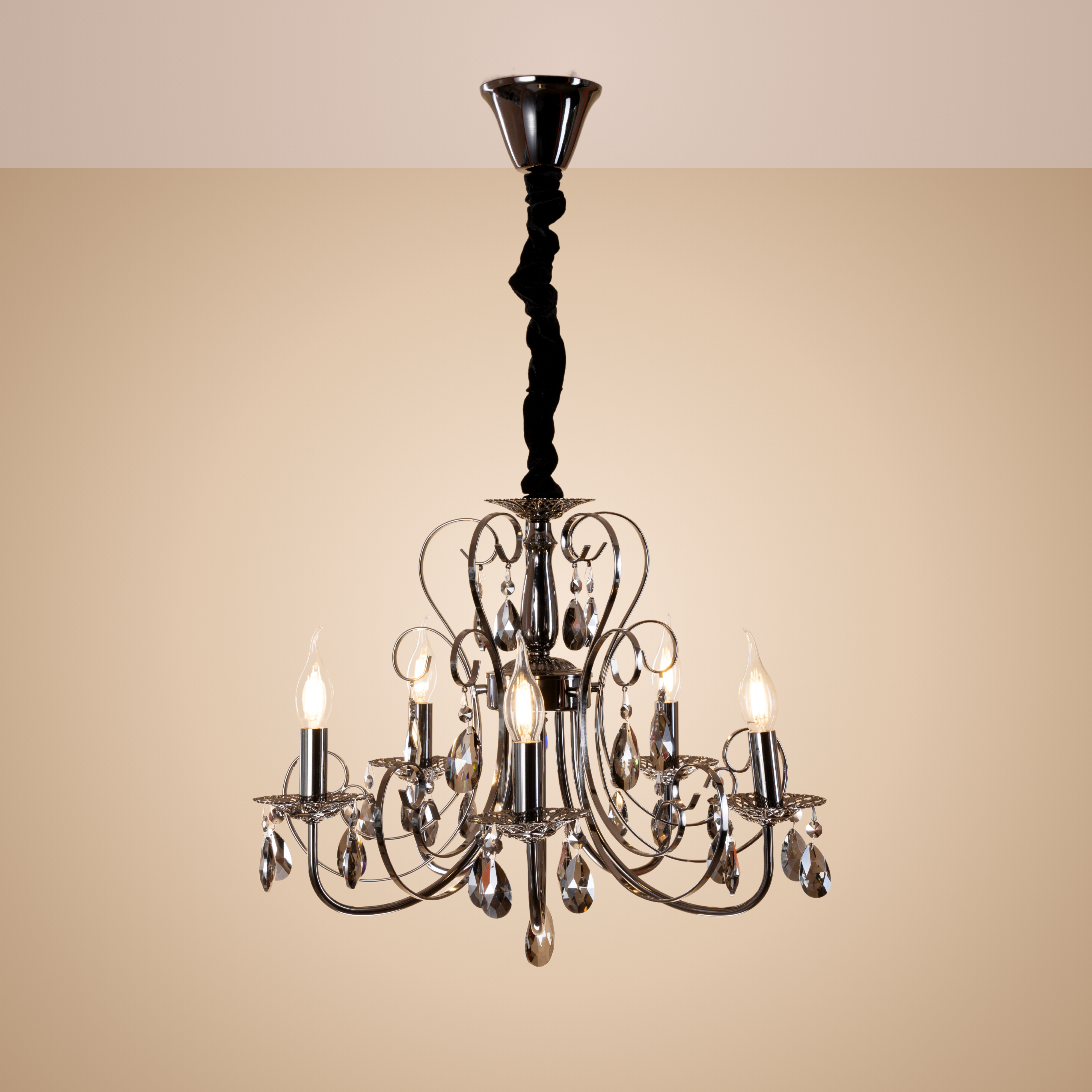 Noir Crystal Chandelier - Teenbatti