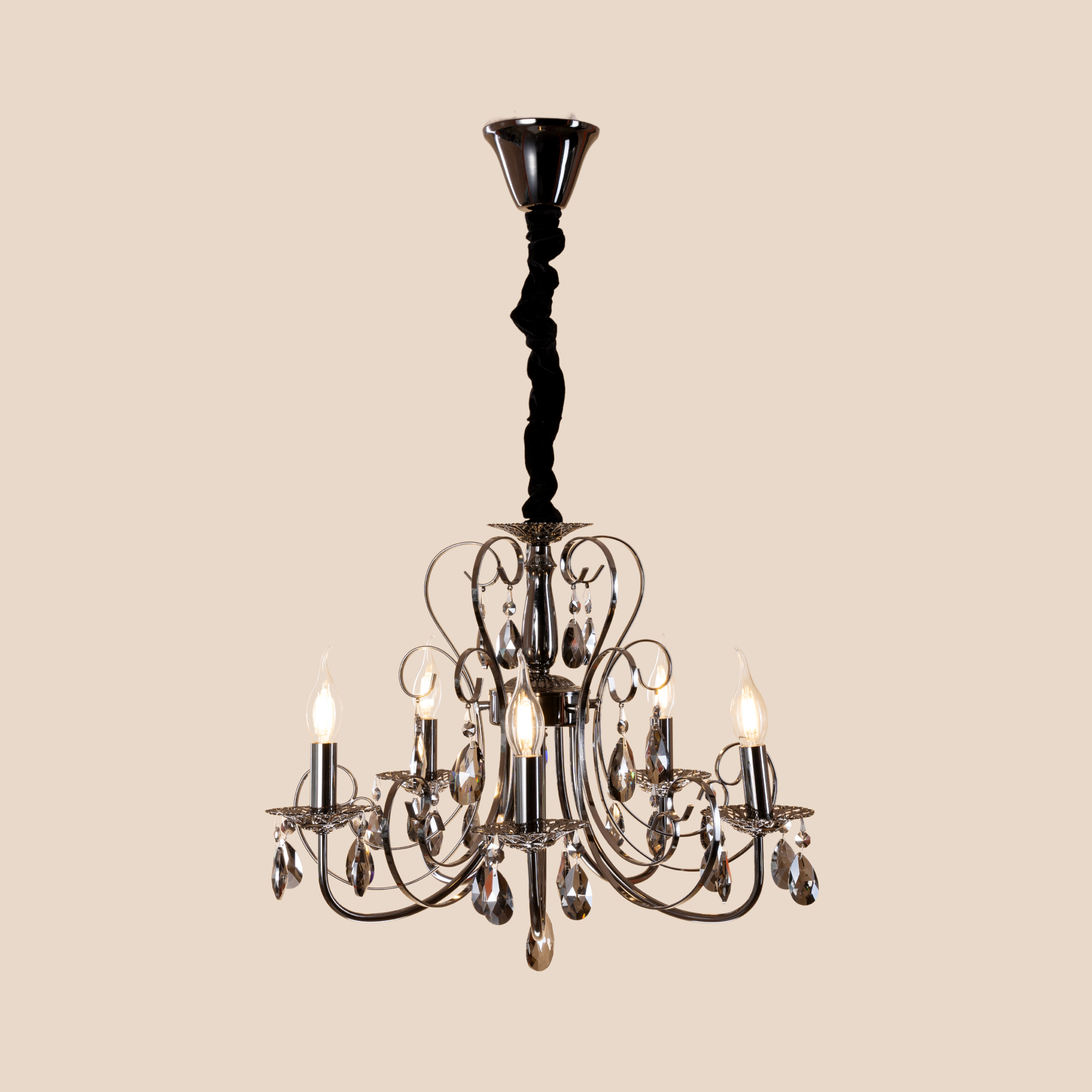 Noir Crystal Chandelier - Teenbatti