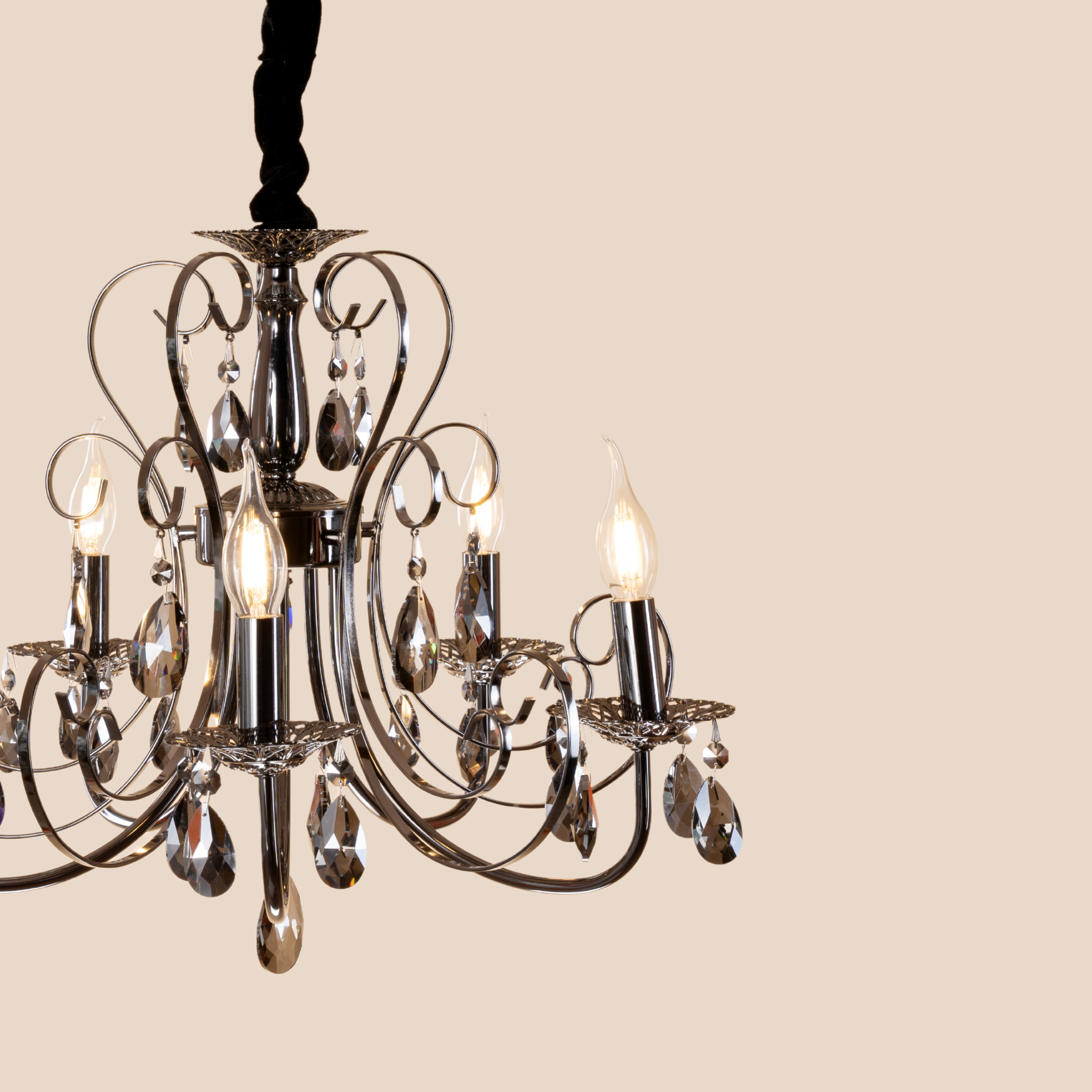 Noir Crystal Chandelier - Teenbatti