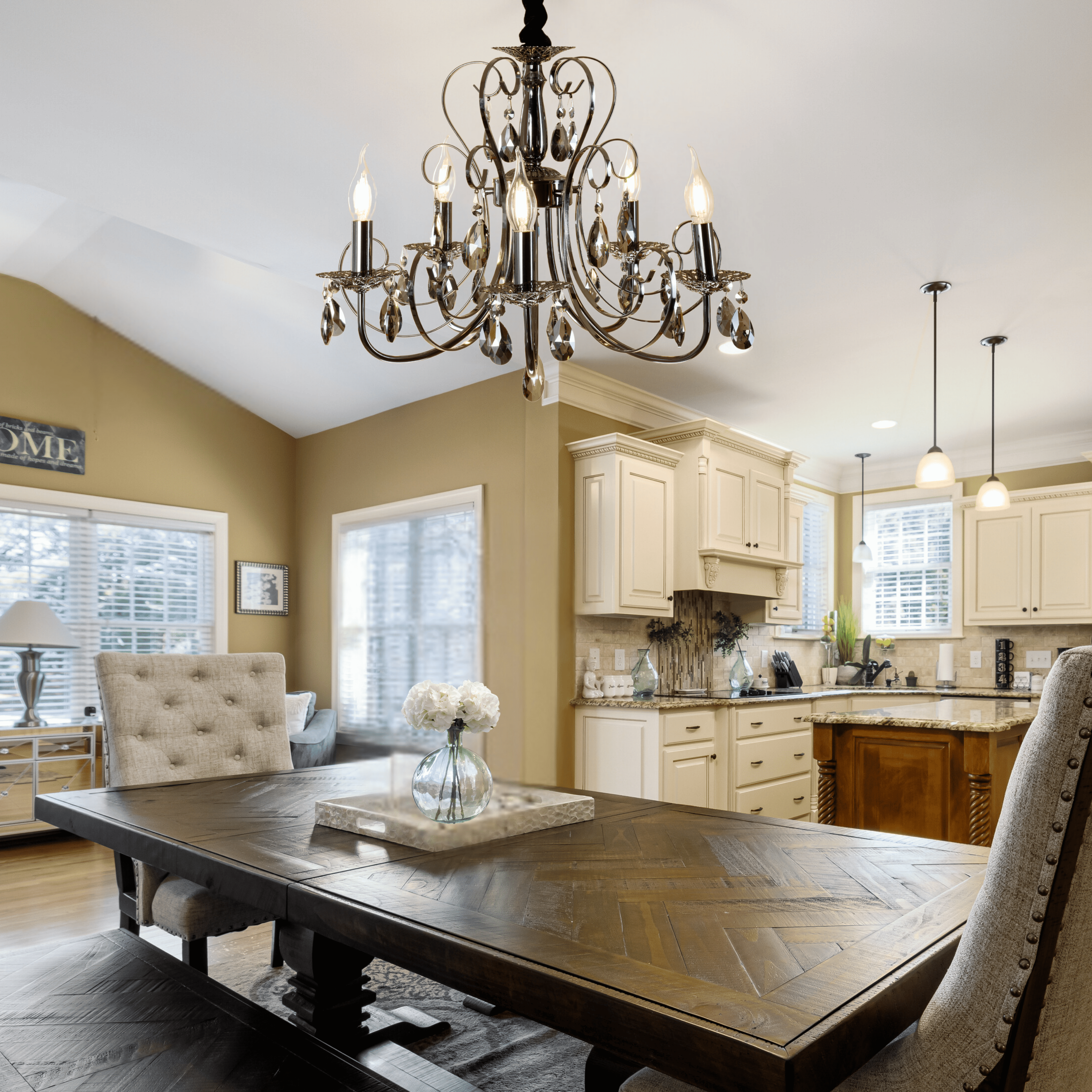 Noir Crystal Chandelier - Teenbatti