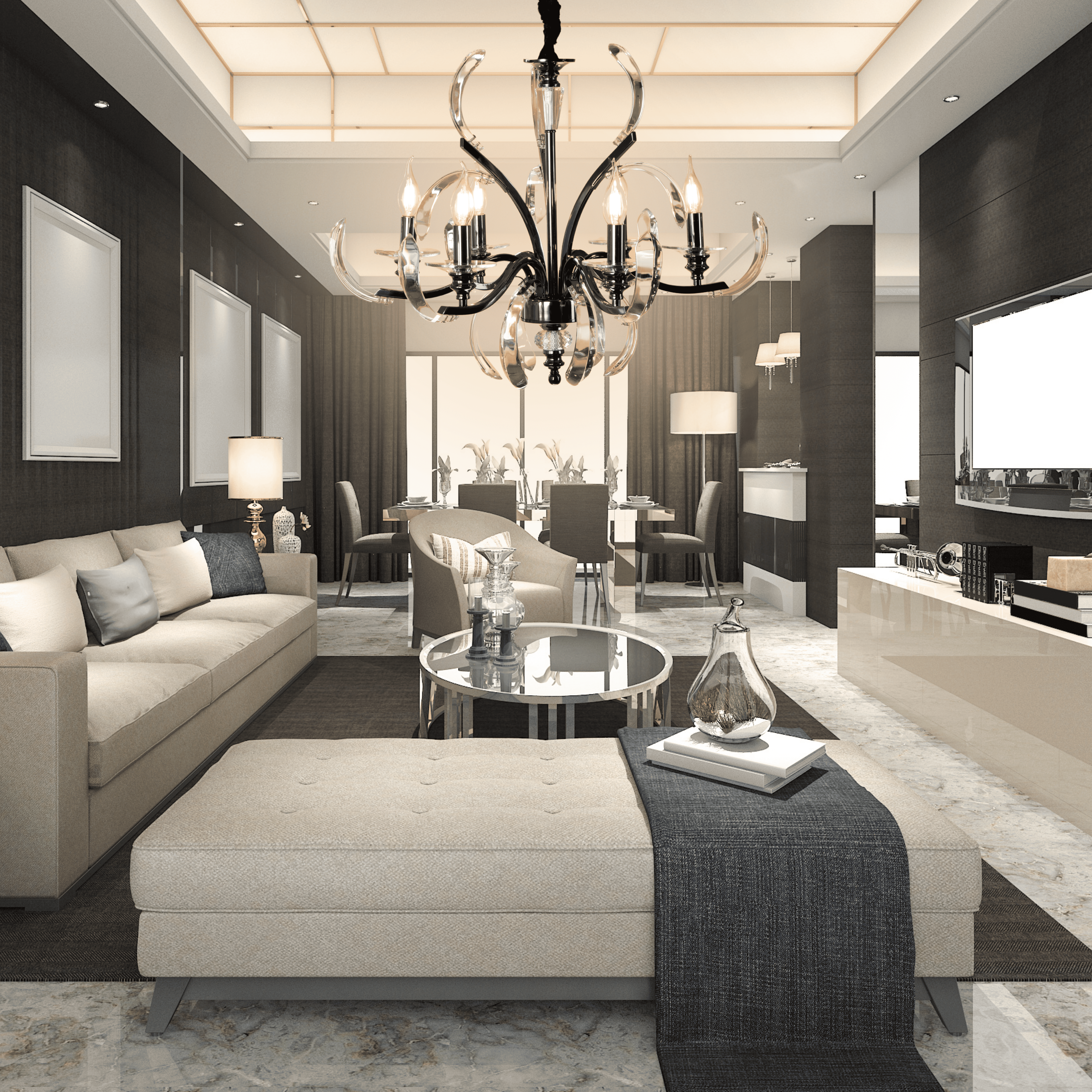 Crystal Arc Chandelier - Teenbatti