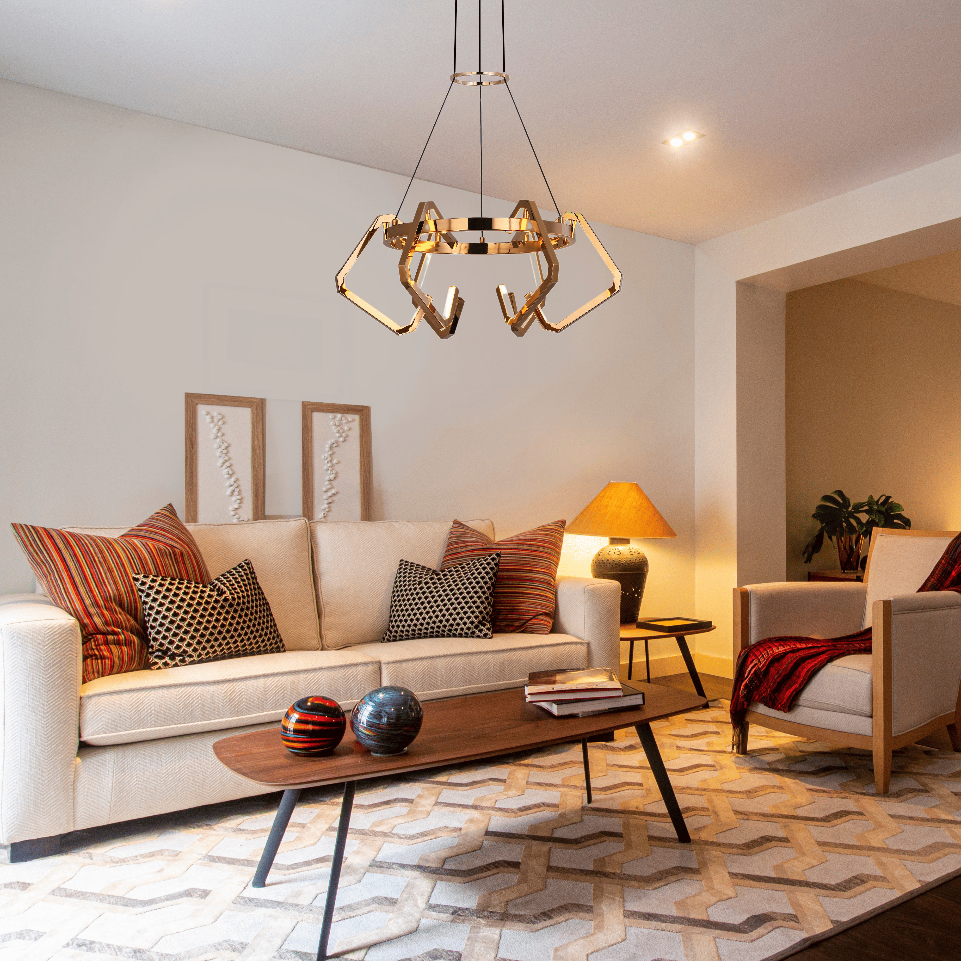 Geometric Harmony Chandelier - Teenbatti