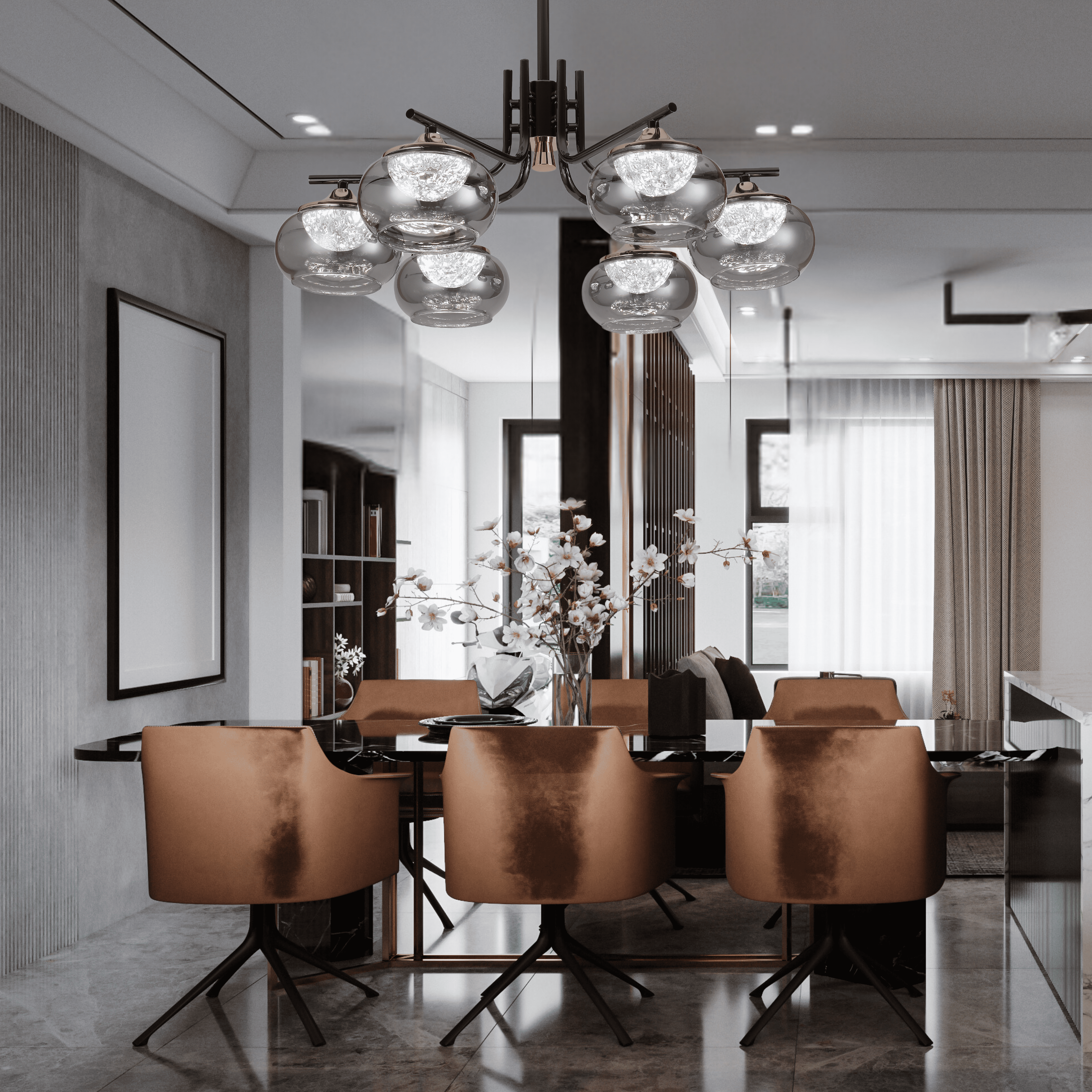 Smoked Ember Chandelier - Teenbatti