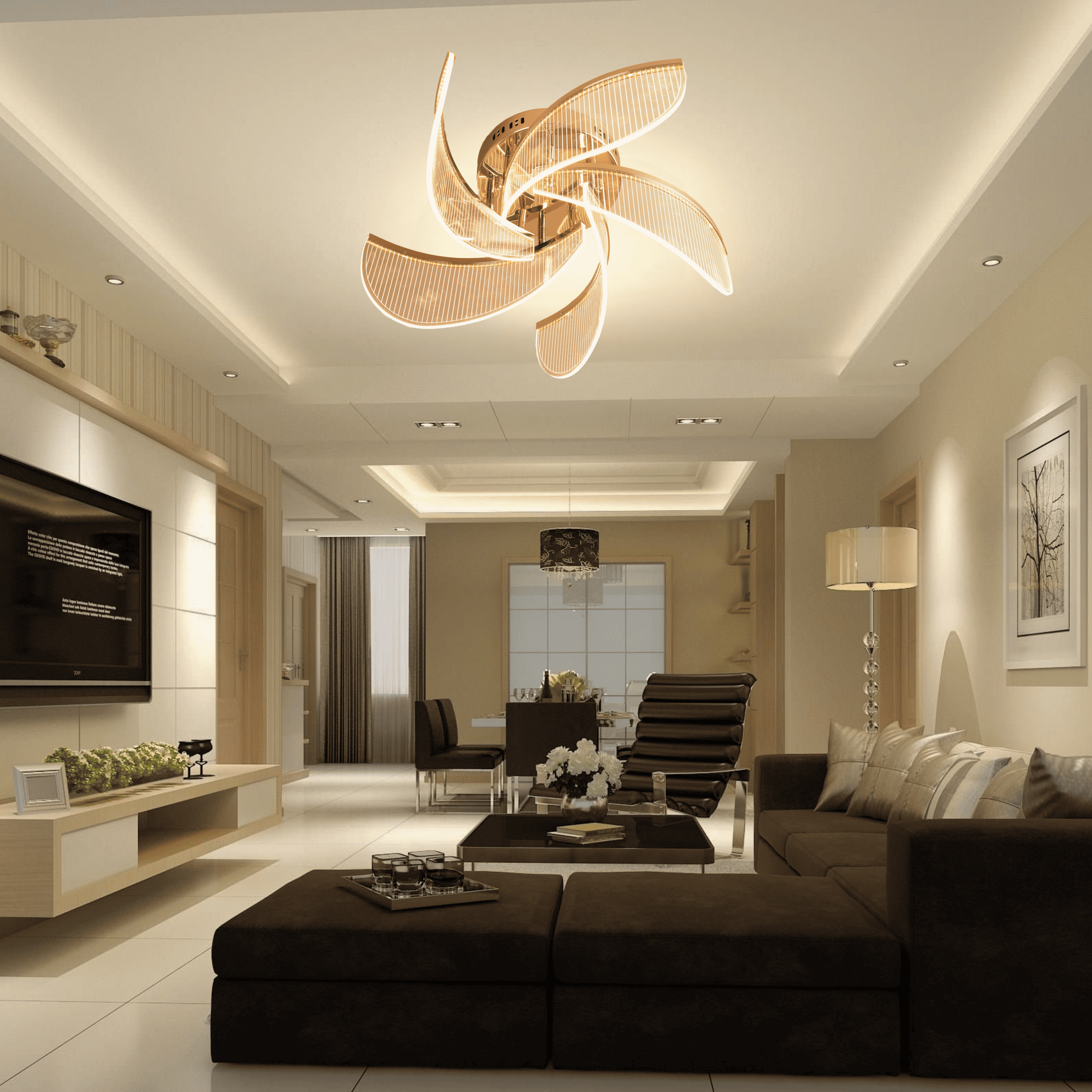 Golden Radiance Ceiling Light - Teenbatti