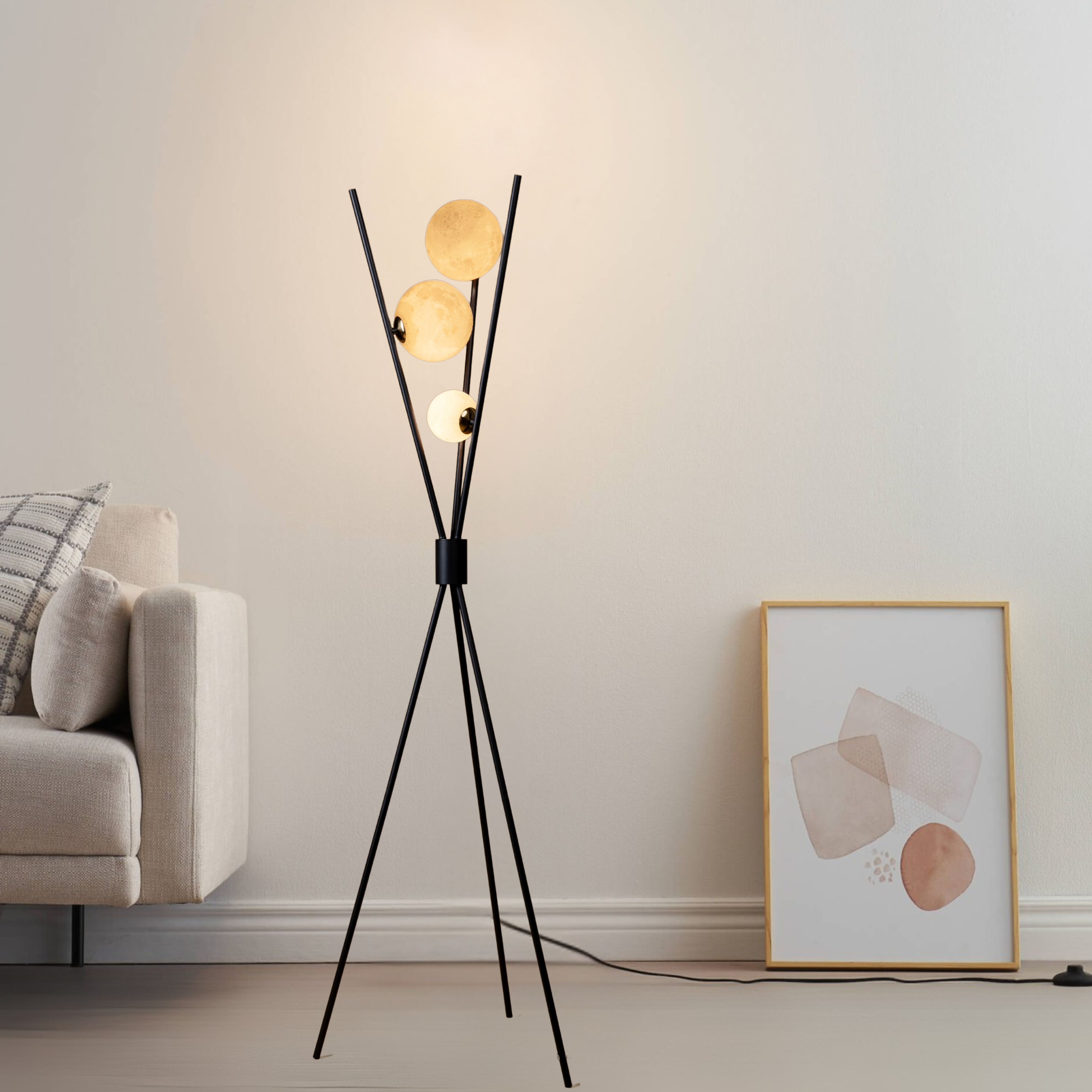 Tripod Moon Floor Lamp - Teenbatti