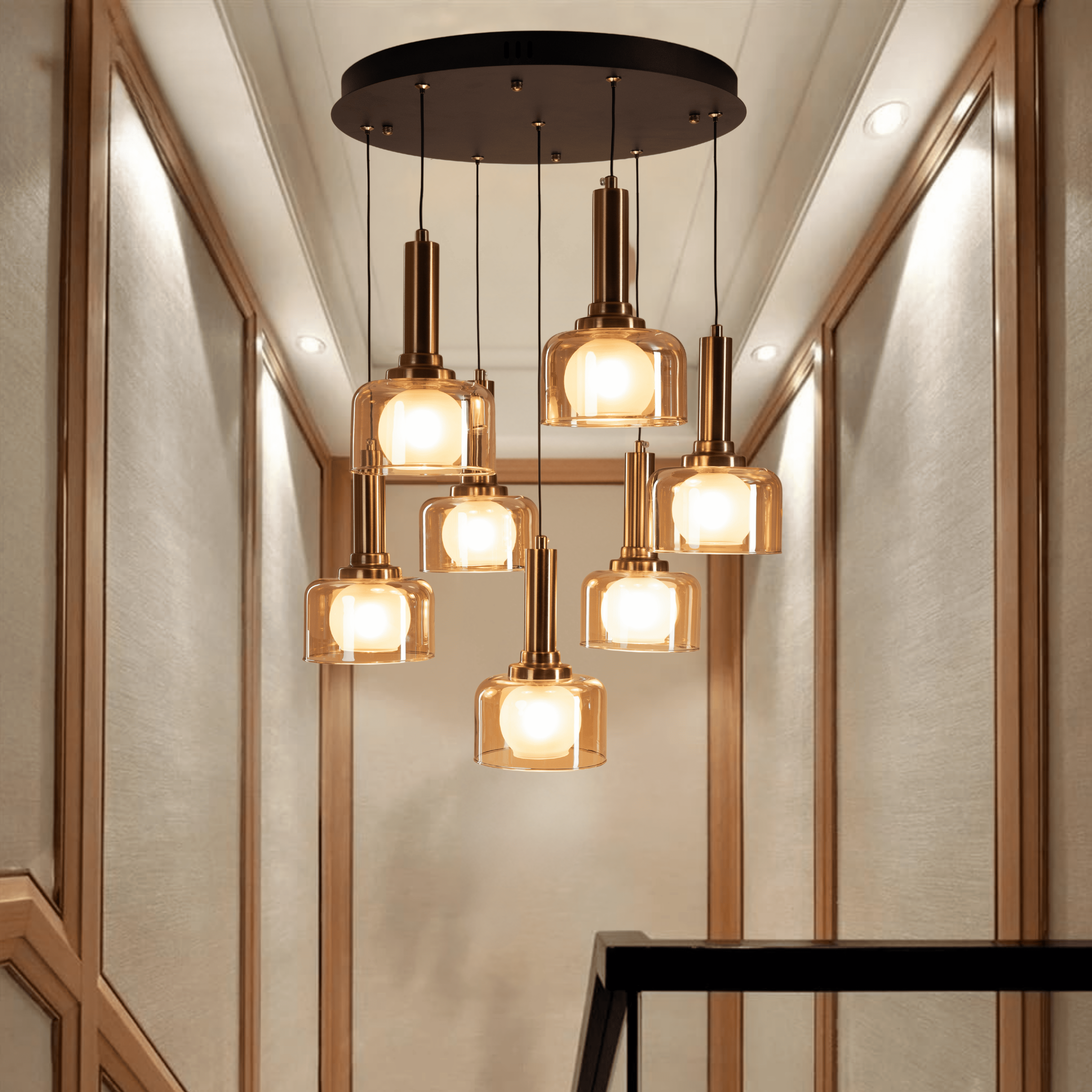 Globes of Gold Hanging Light - Teenbatti