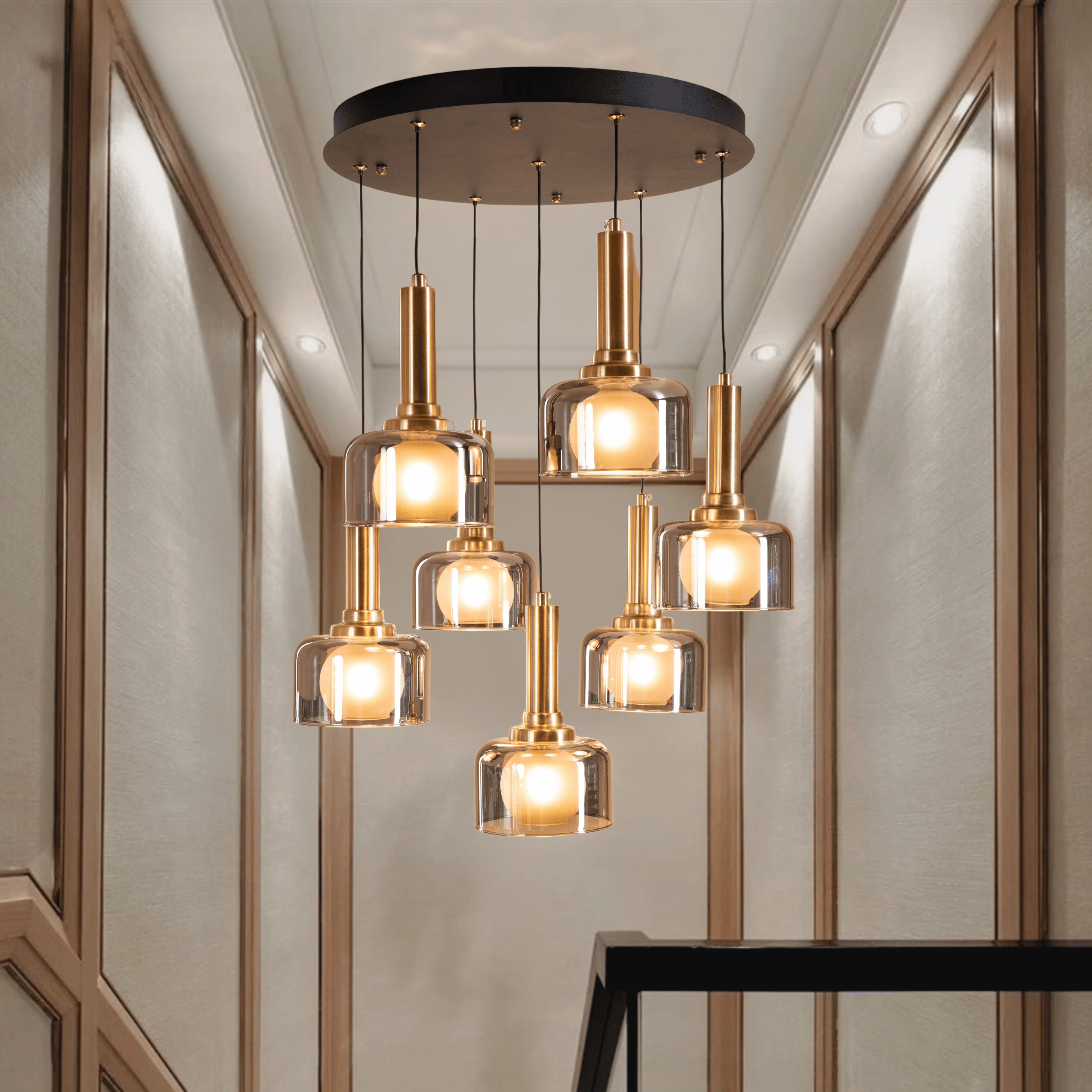 Globes of Gold Hanging Light - Teenbatti