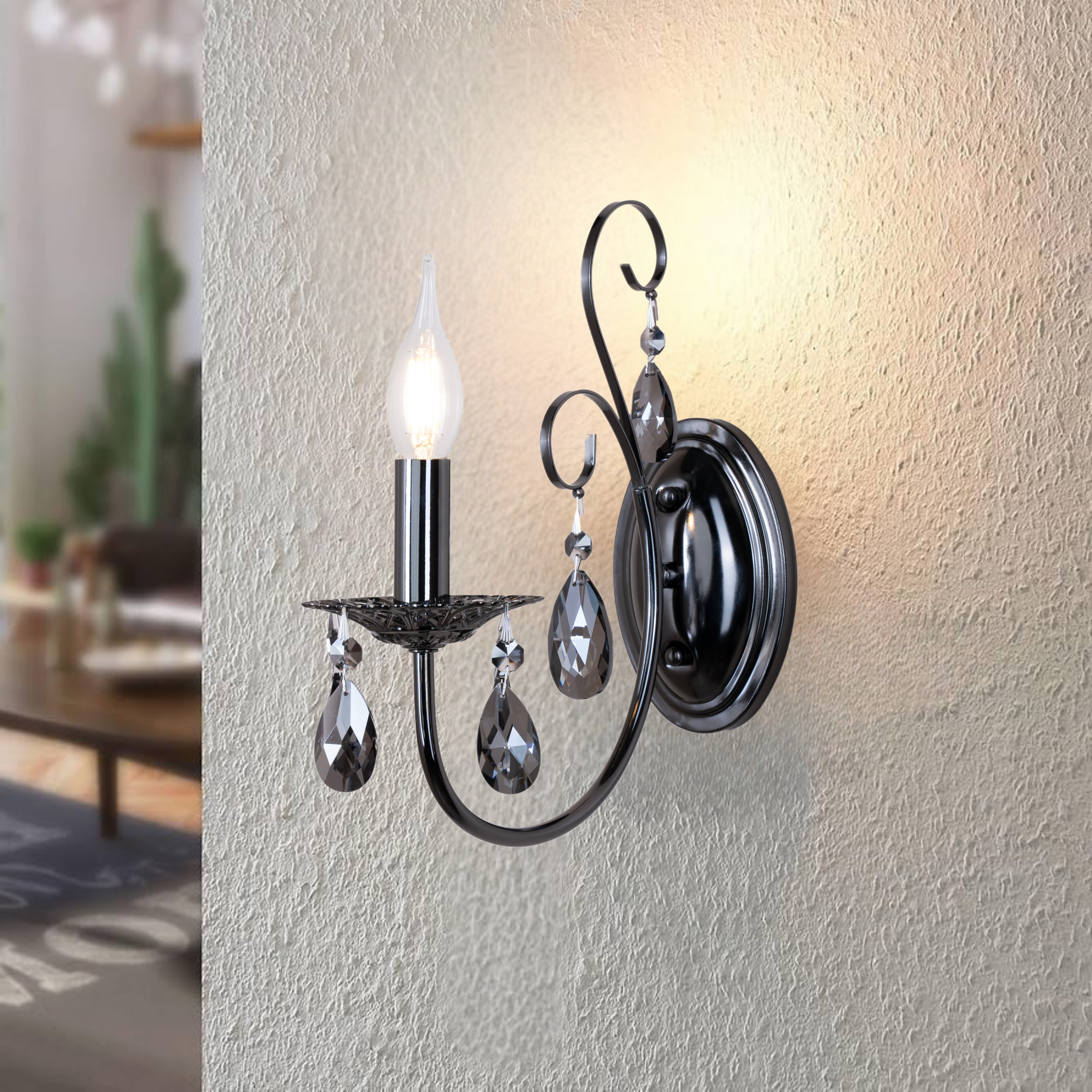 Noir Crystal Wall Light - Teenbatti