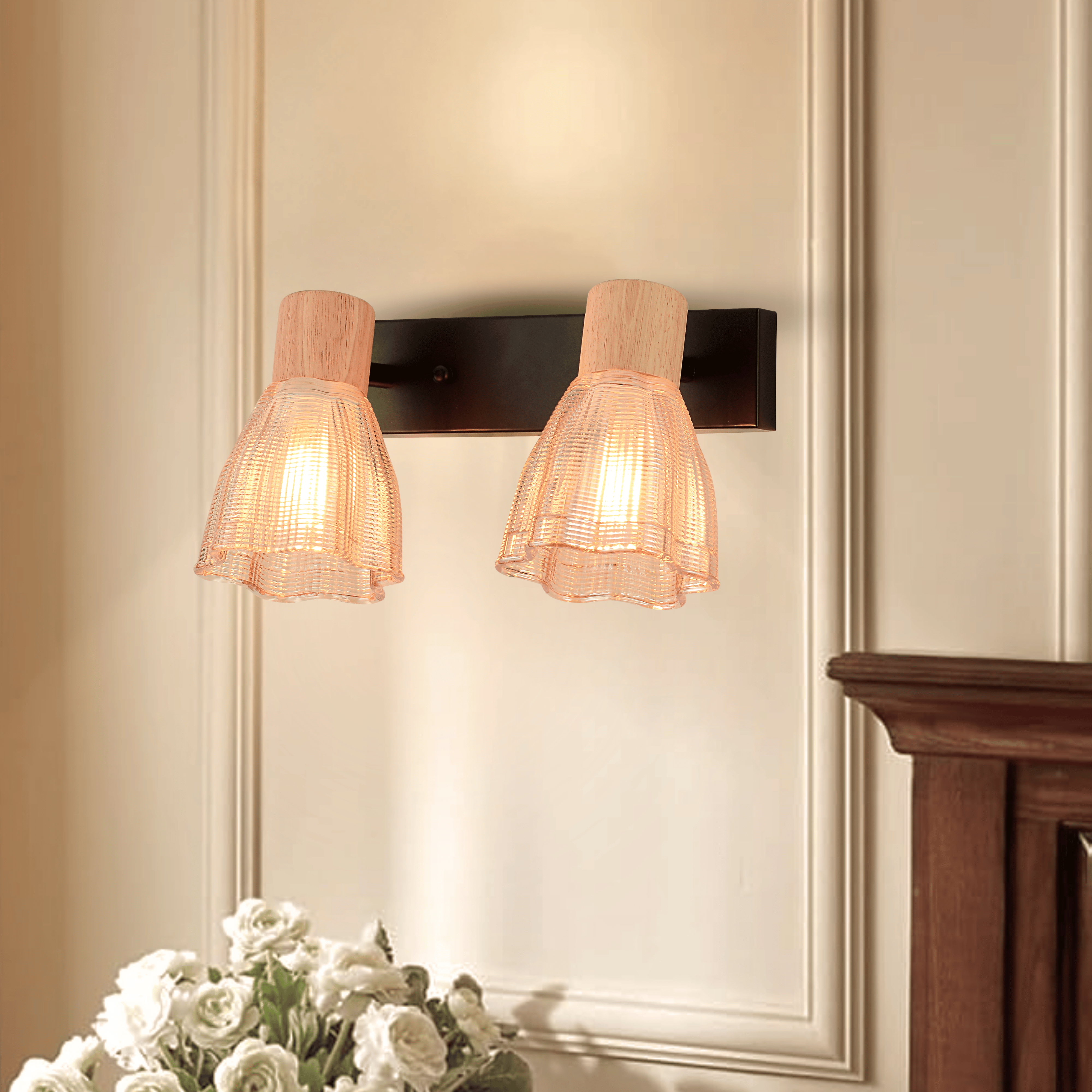 Flora Bloom Double Wall Light Amber