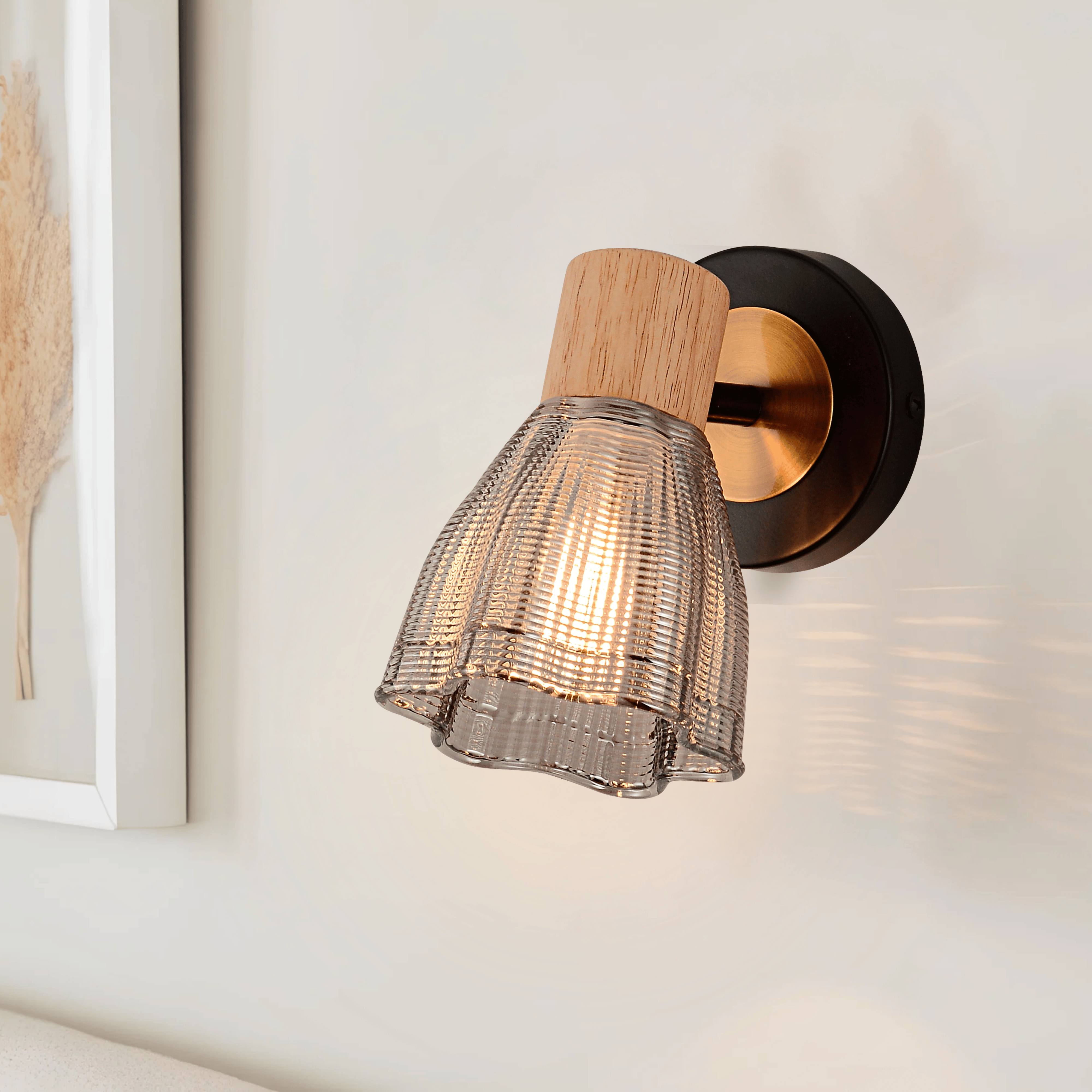 Flora Bloom Single Wall Light Smoke Grey