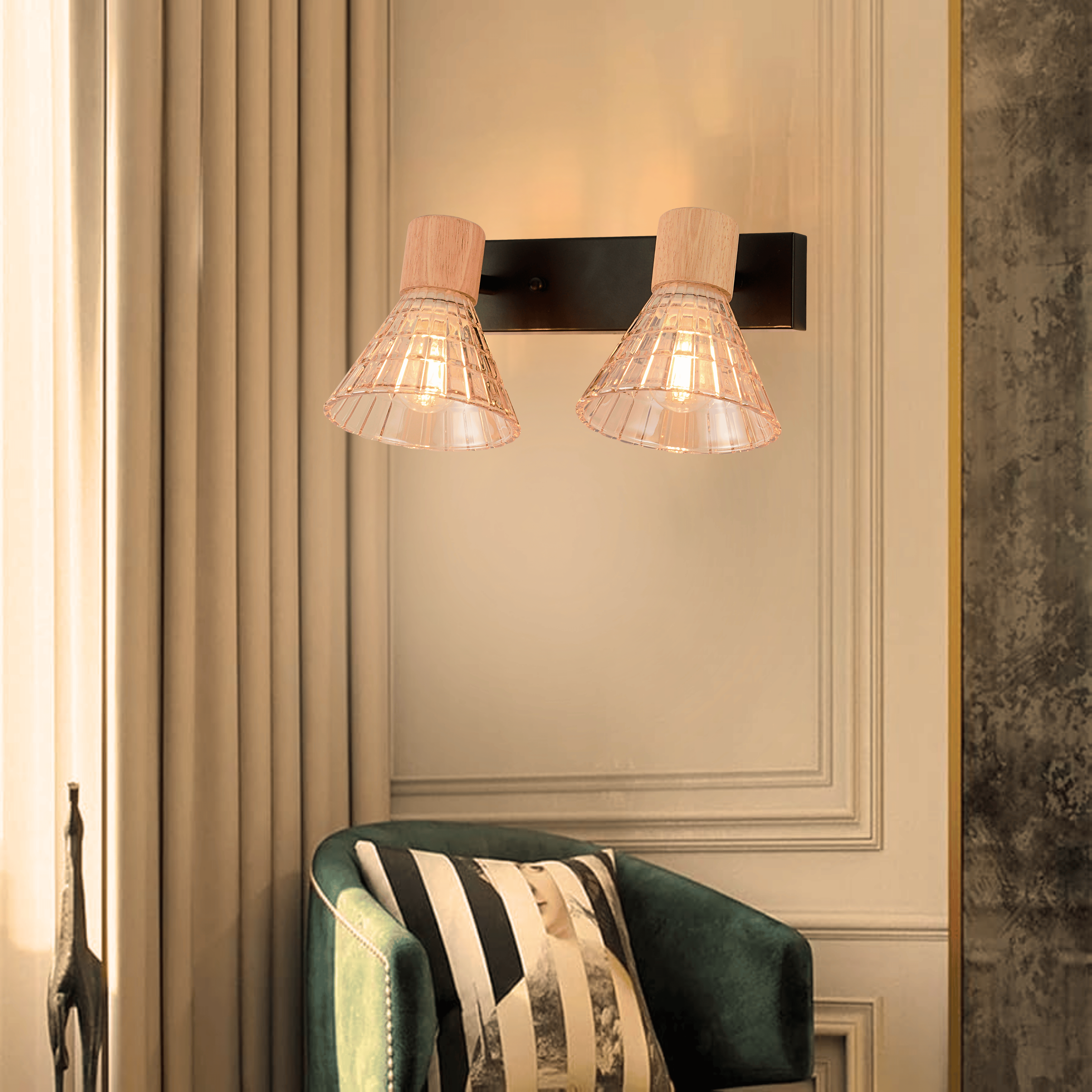 Auburn Cone Double Wall Light Amber