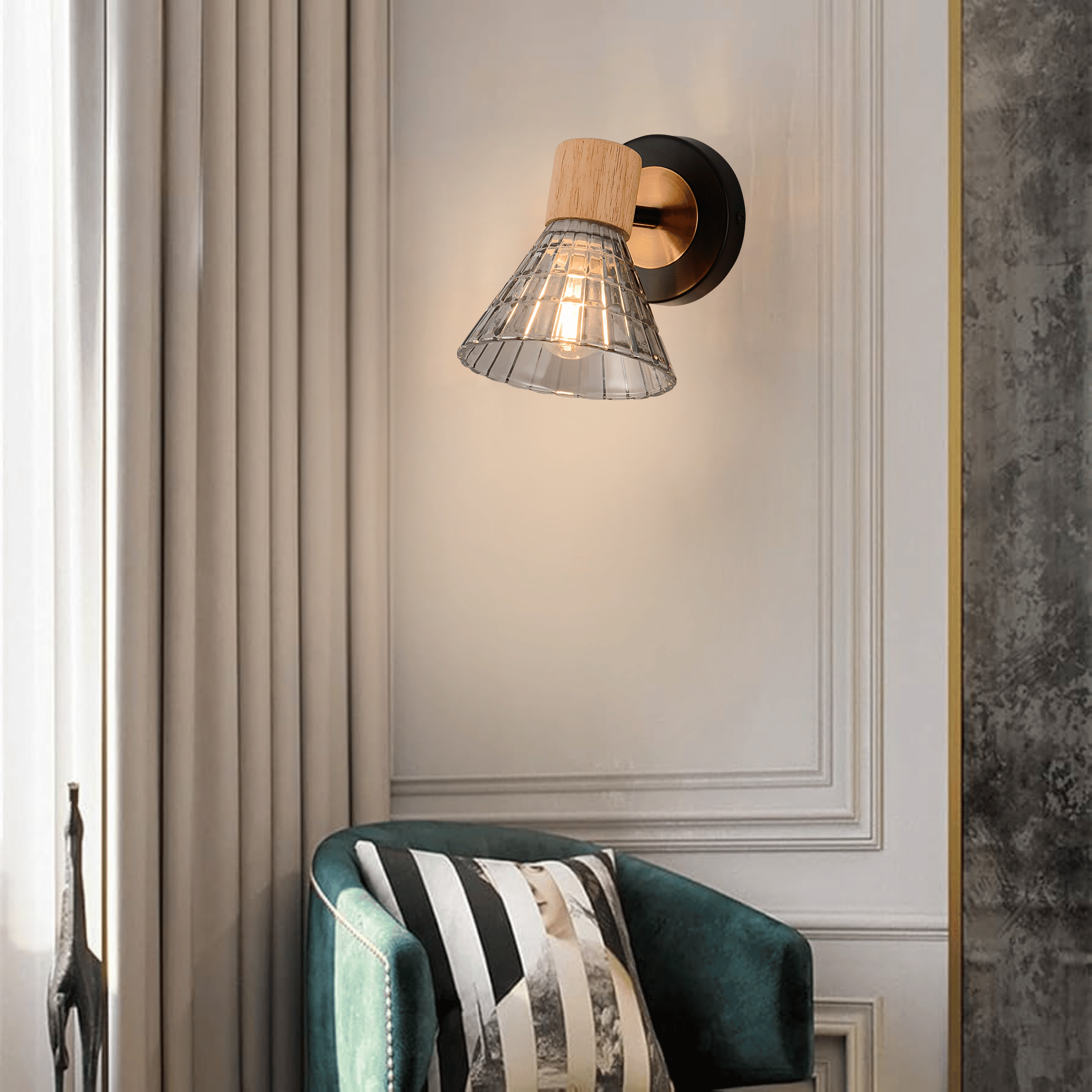 Auburn Cone Single Wall Light Smoke Grey