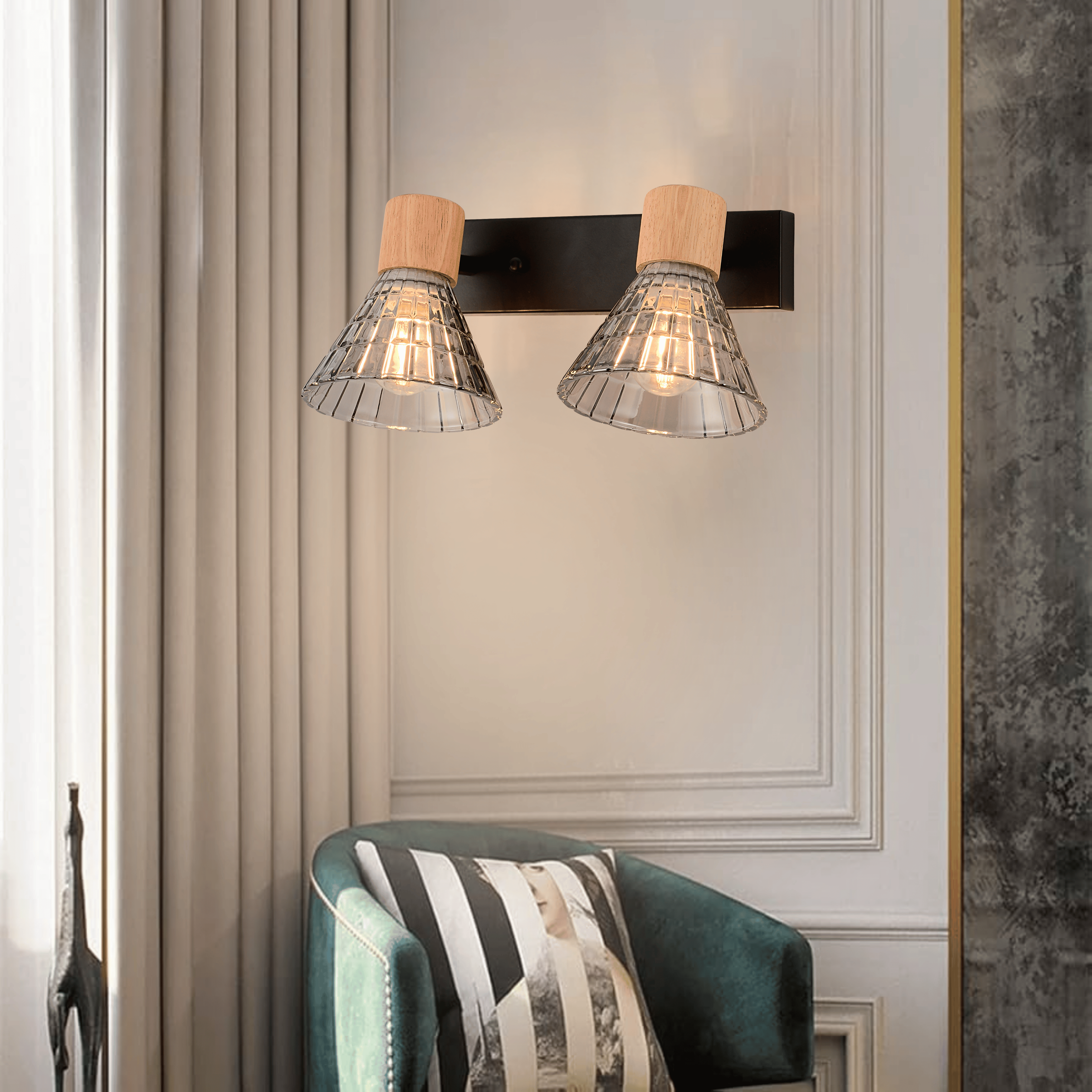 Auburn Cone Double Wall Light Smoke Grey