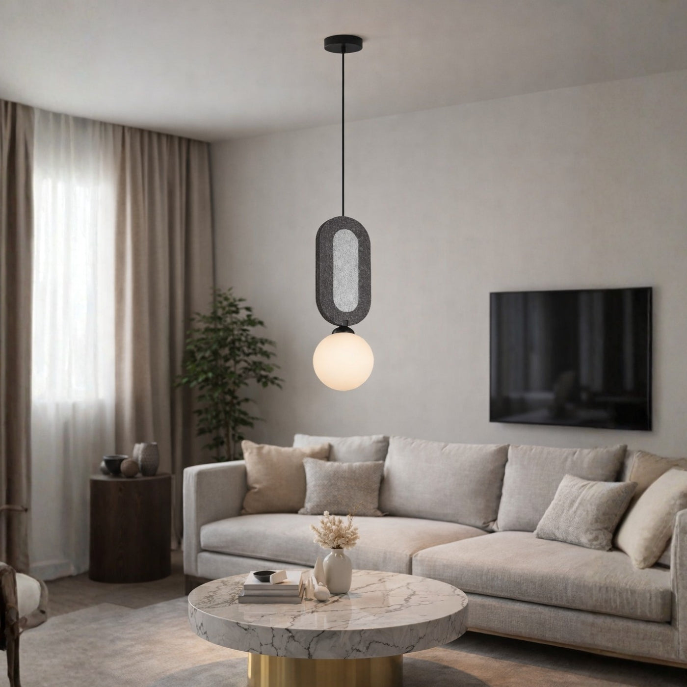 Modern Textured Arch & Globe Pendant