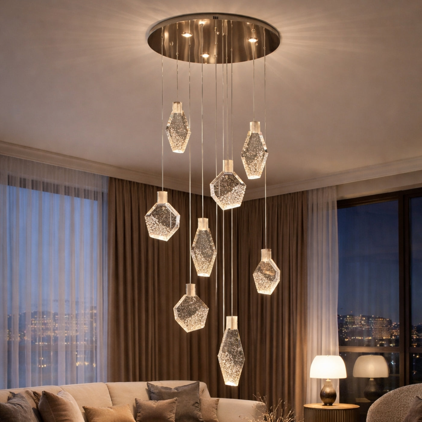 The Solitaire Cascade Multi Pendant Light