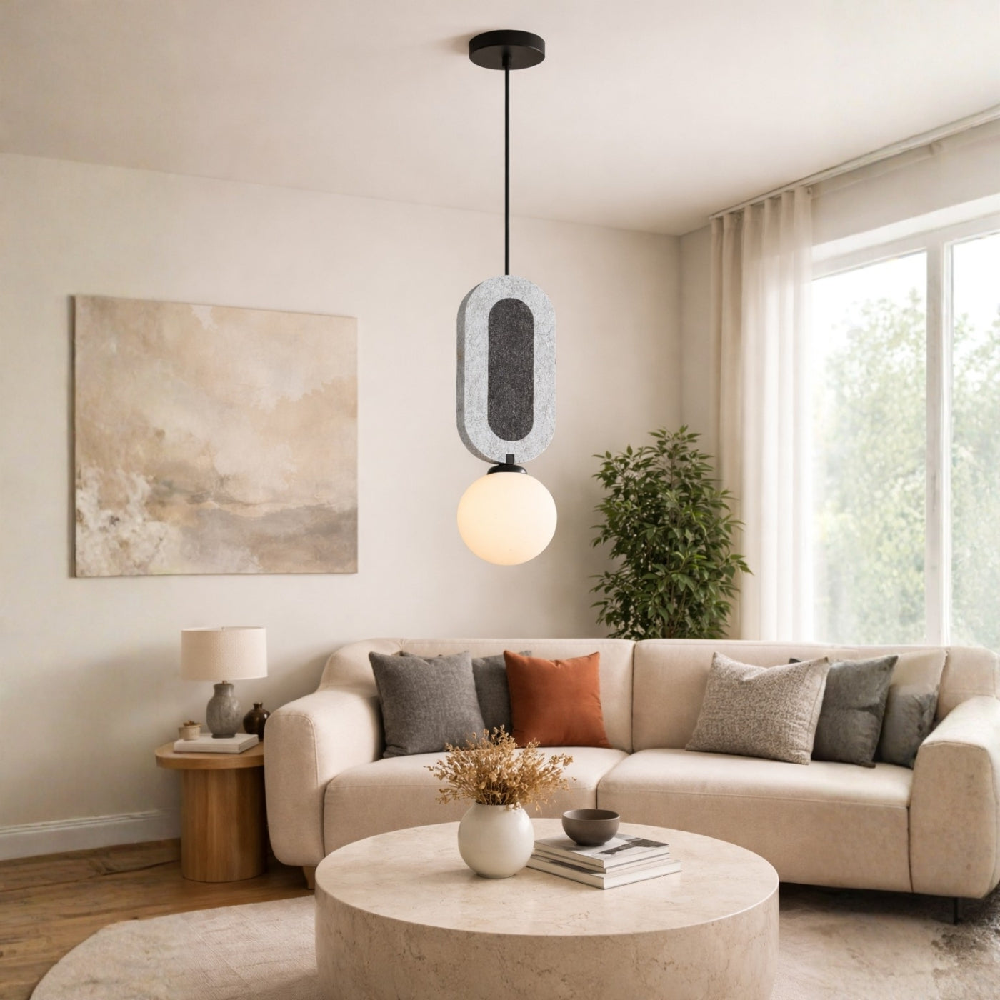 Modern Textured Arch & Globe Pendant