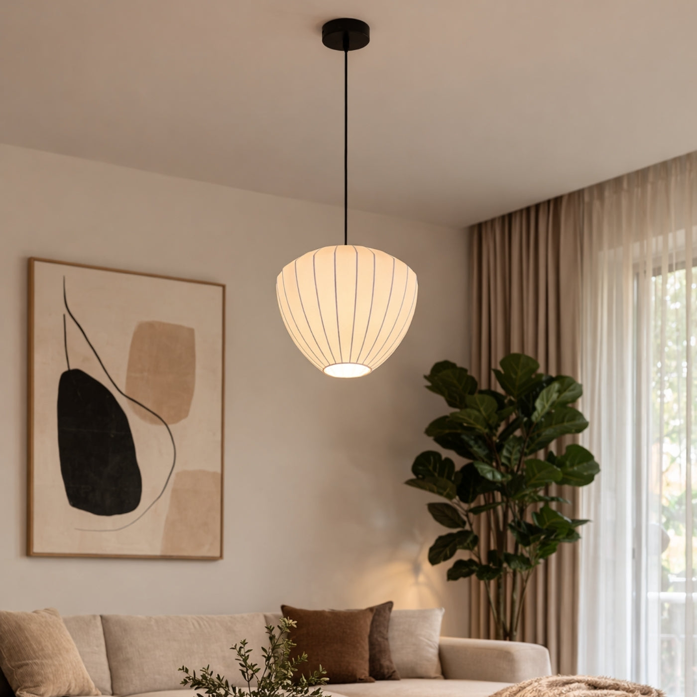 Modern Ribbed Dome Pendant Light