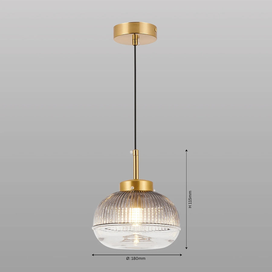 Ribbed Glass Hanging Light
