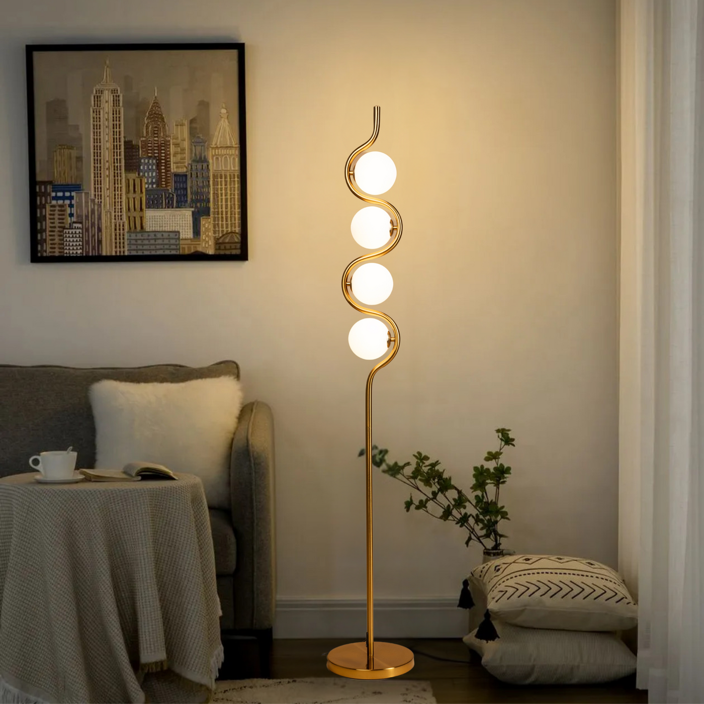 Serpentine Glow Floor Lamp - Teenbatti