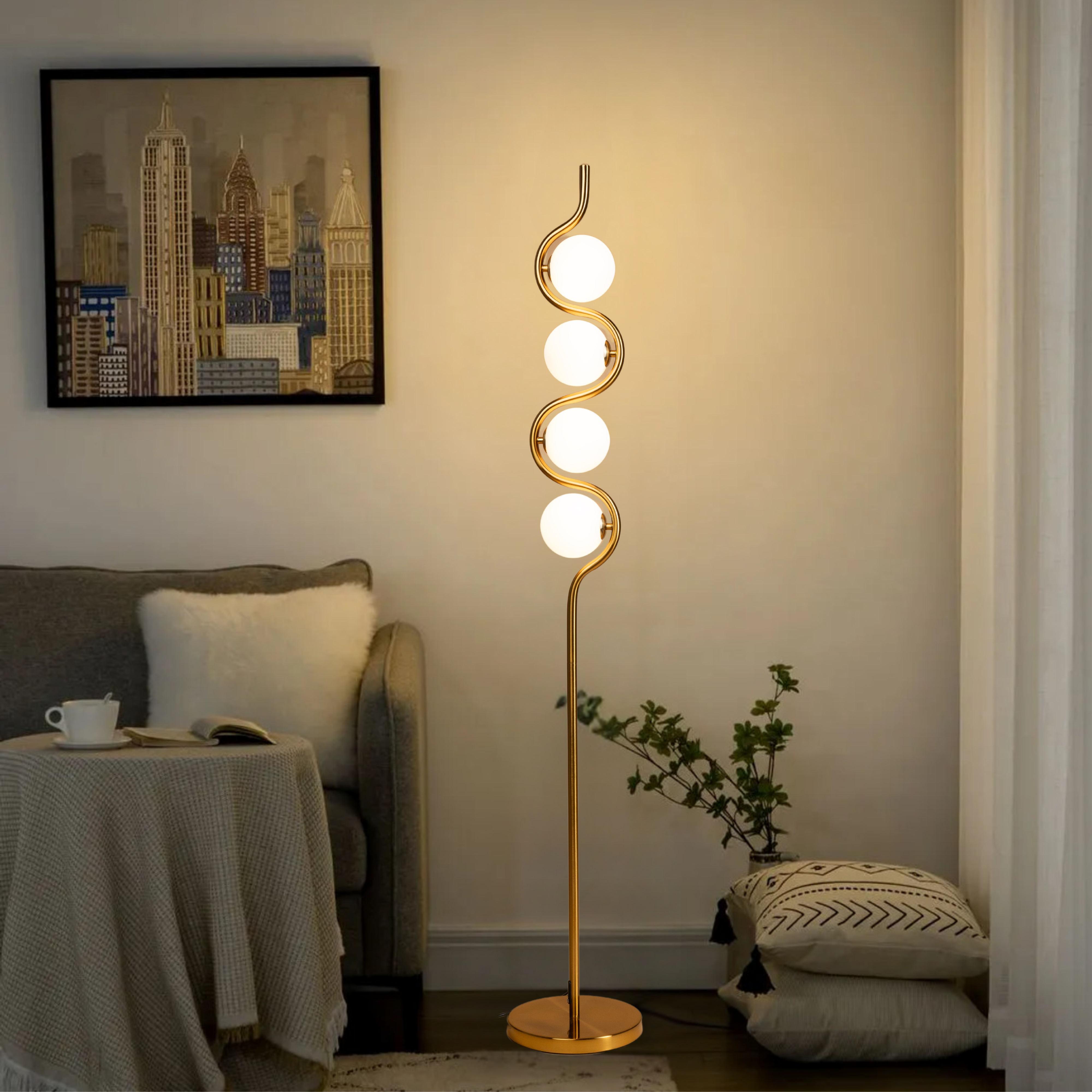 Serpentine Glow Floor Lamp - Teenbatti