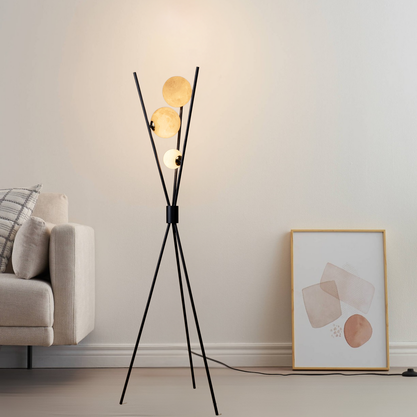 Tripod Moon Floor Lamp - Teenbatti