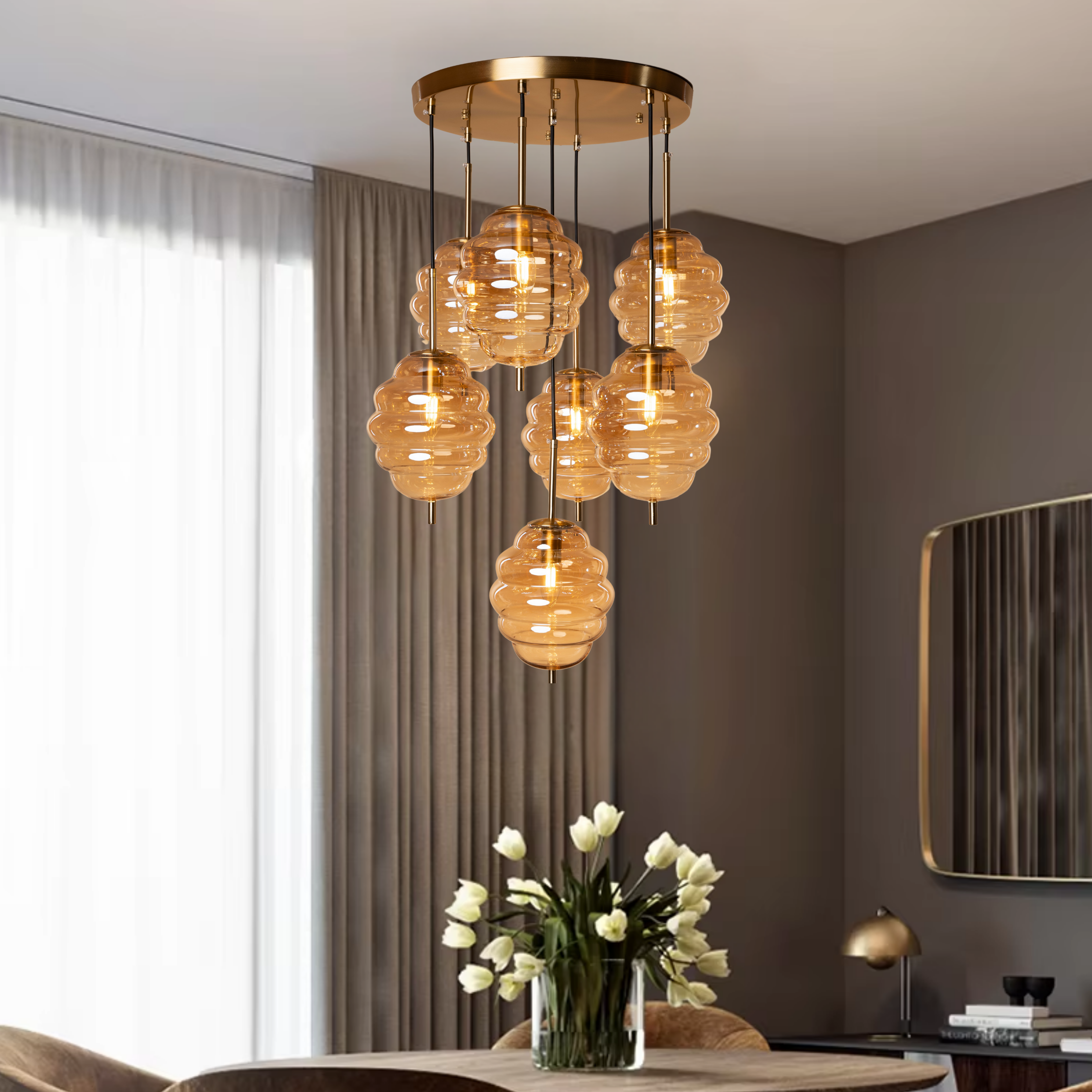 Honeycomb Halo Hanging Light - Teenbatti