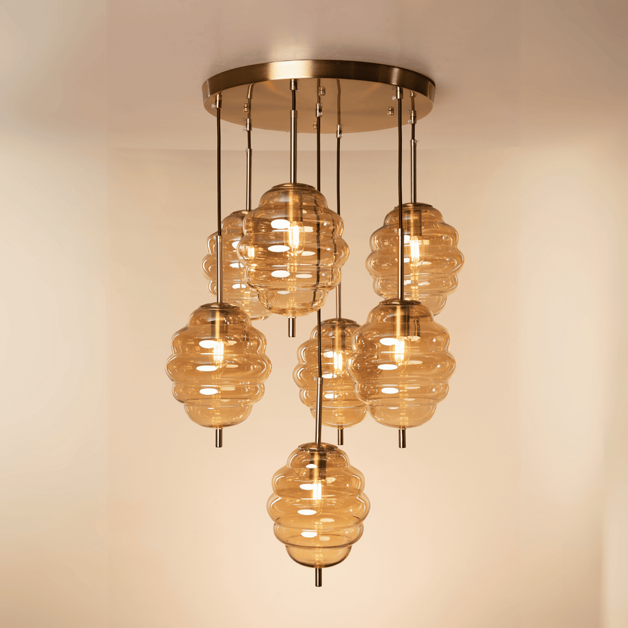 Honeycomb Halo Hanging Light - Teenbatti