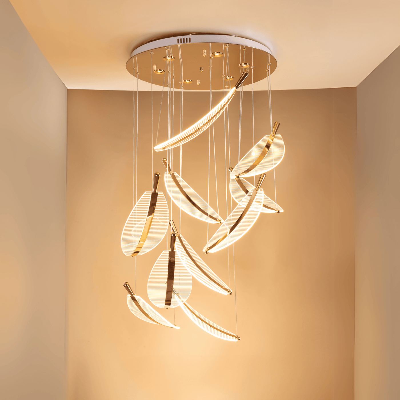 Golden Leaf Hanging Light - Teenbatti