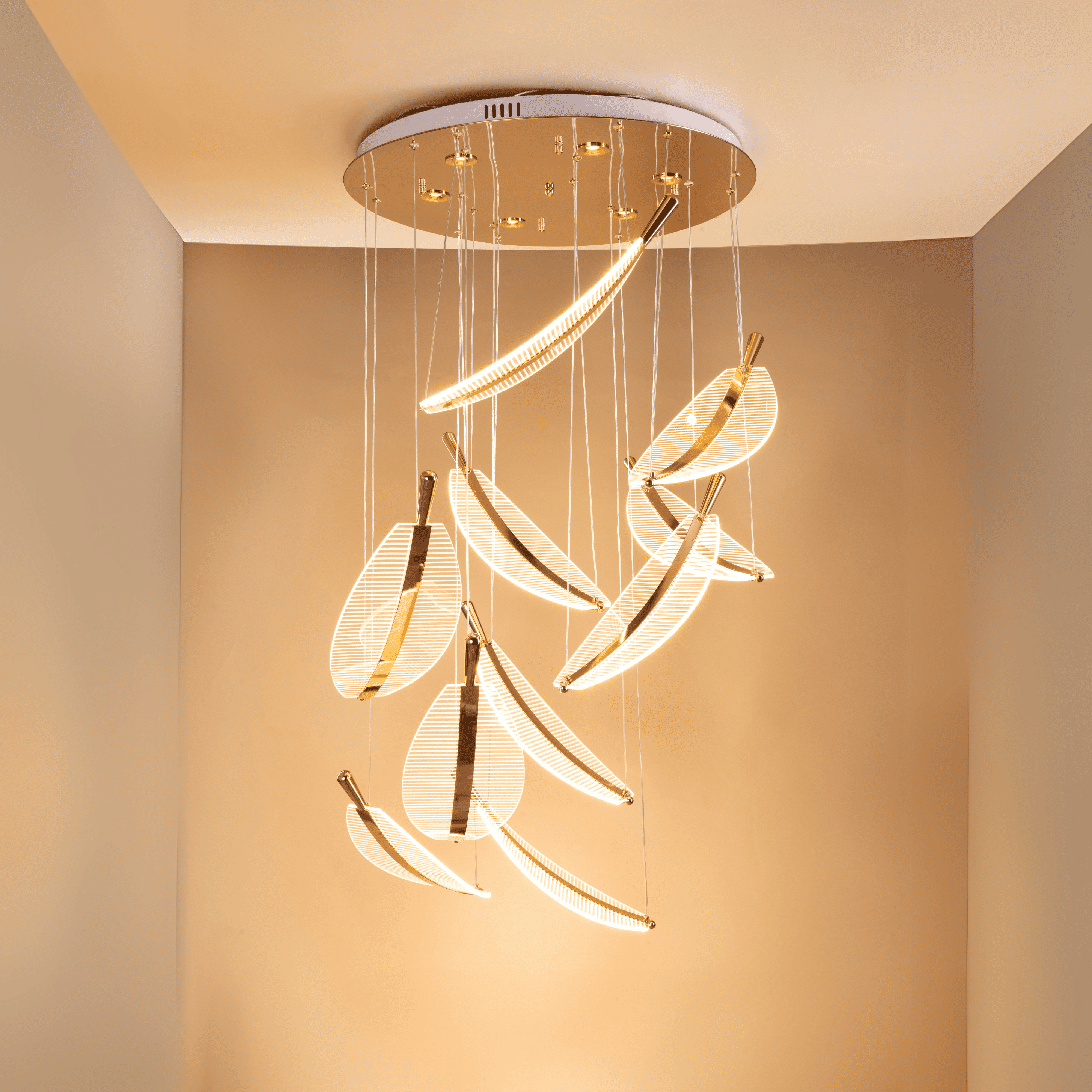 Golden Leaf Hanging Light - Teenbatti