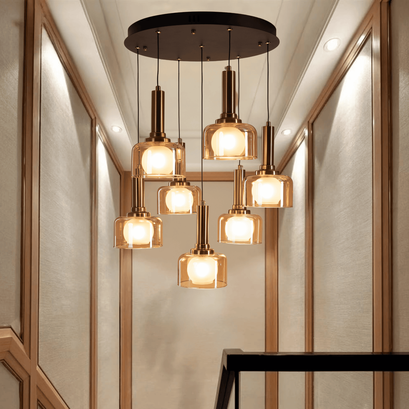 Globes of Gold Hanging Light - Teenbatti