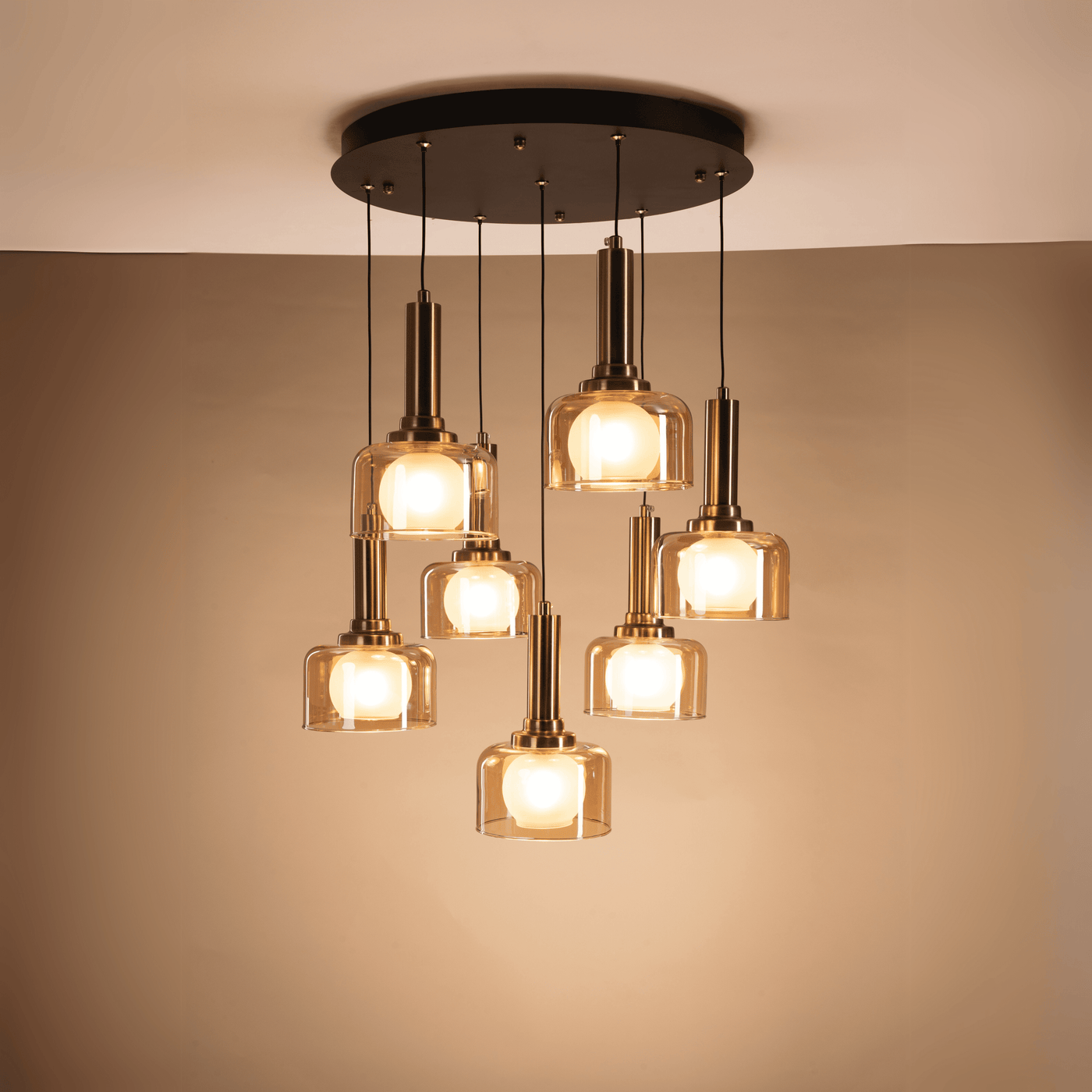 Globes of Gold Hanging Light - Teenbatti