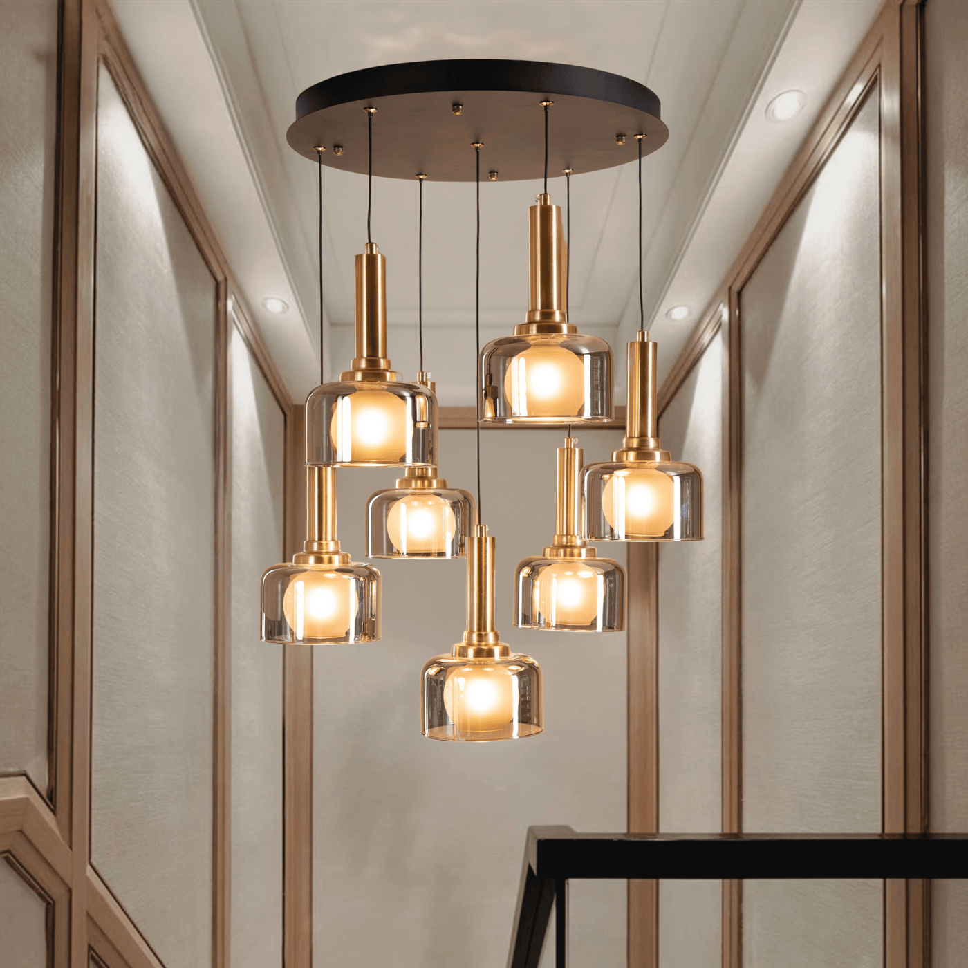 Globes of Gold Hanging Light - Teenbatti