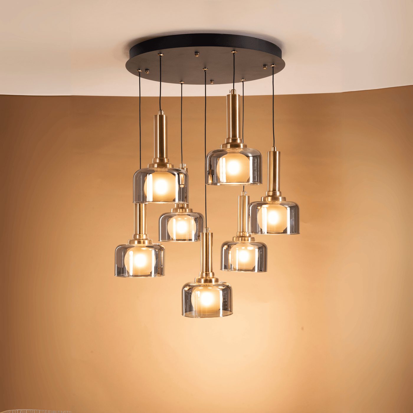 Globes of Gold Hanging Light - Teenbatti