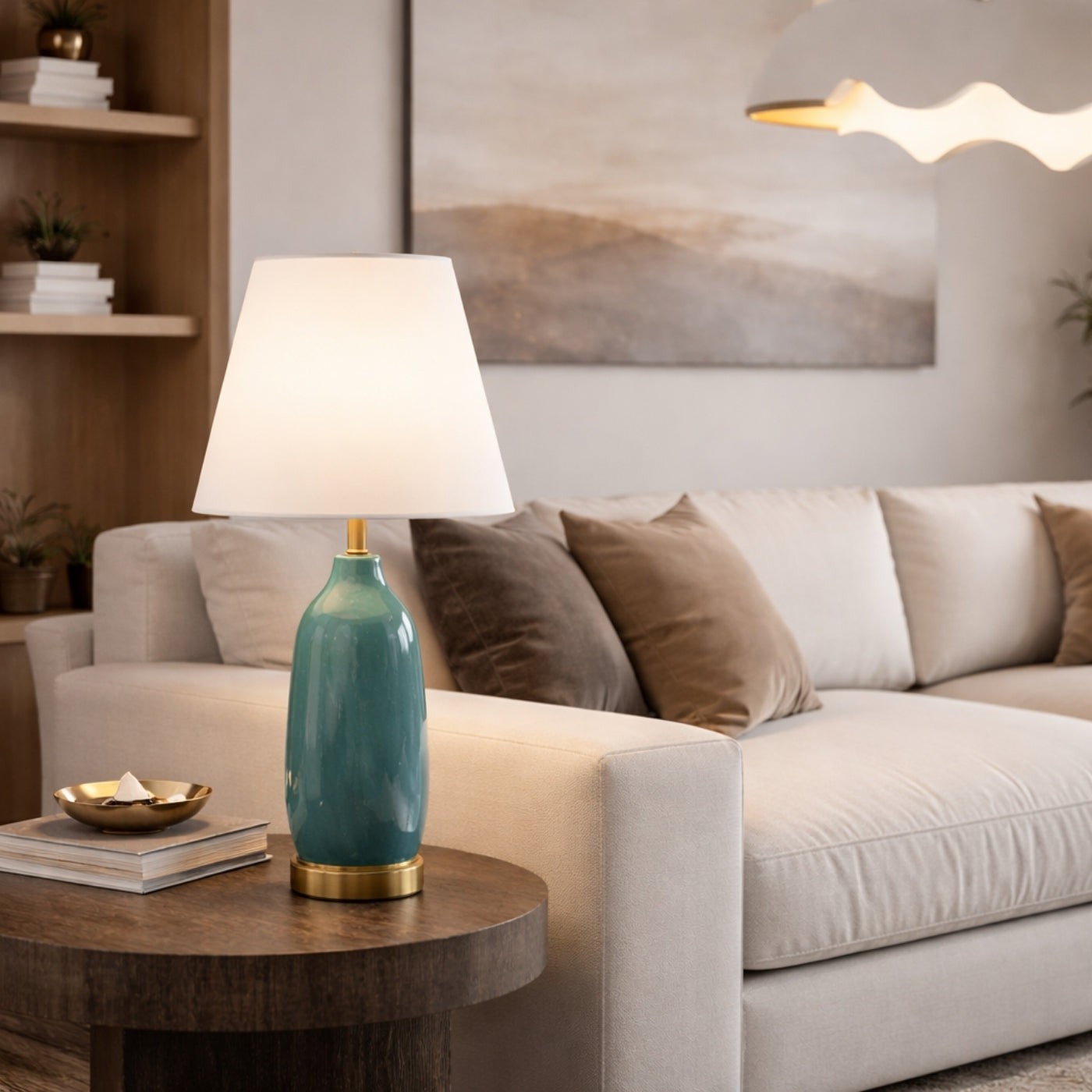 Elegant Teal Ceramic Table Lamp