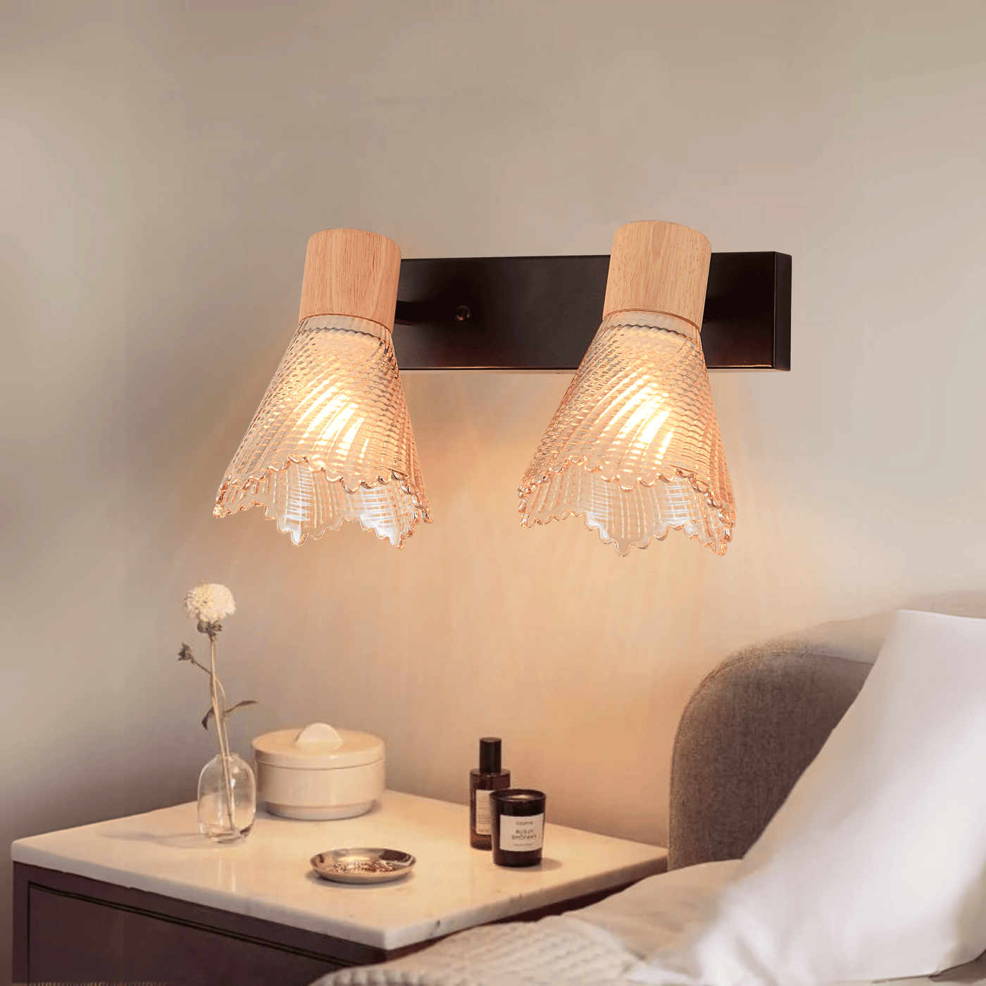 Wave Cona Double Wall Light - Teenbatti