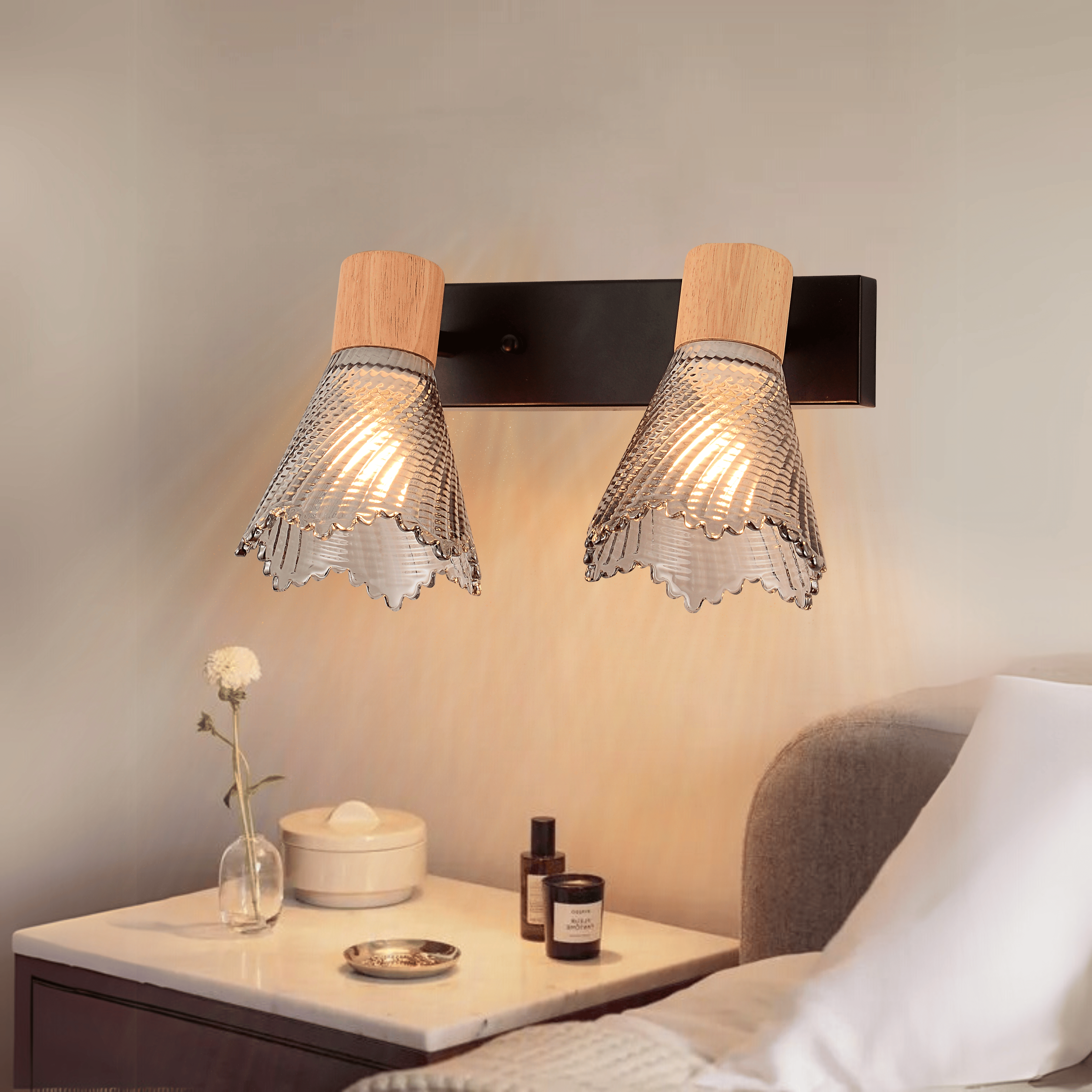 Wave Cona Double Wall Light - Teenbatti